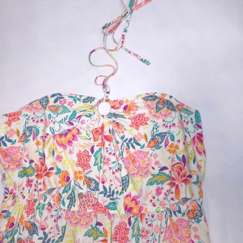 Old Navy XXL Floral Halter Neck Romper with Ring Detail Elastic Waist Multicolor - Picture 16 of 16